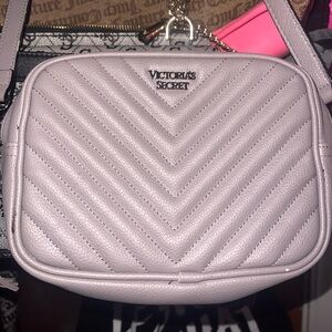 Victoria's Secret Chevron Quilted Crossbody Bag in Gray